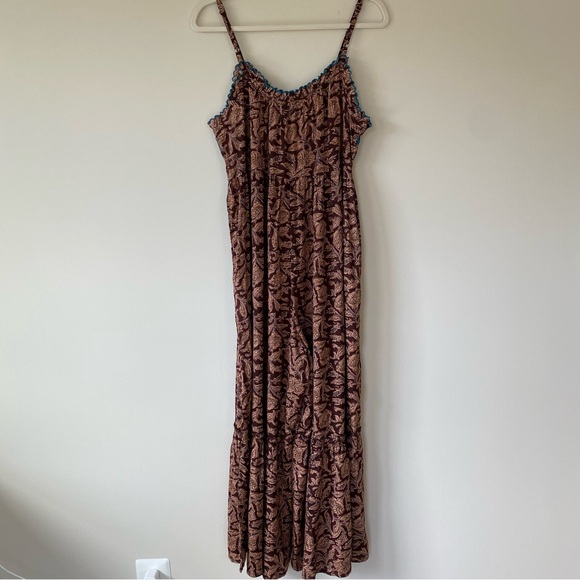 NWT NATURAL LIFE Harley Embroidered Jumpsuit Wide Leg Ruffle Leg Brown Size M - Picture 11 of 13